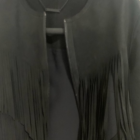 Elie Tahari Black Goat Leather Fringe - Picture 9 of 10